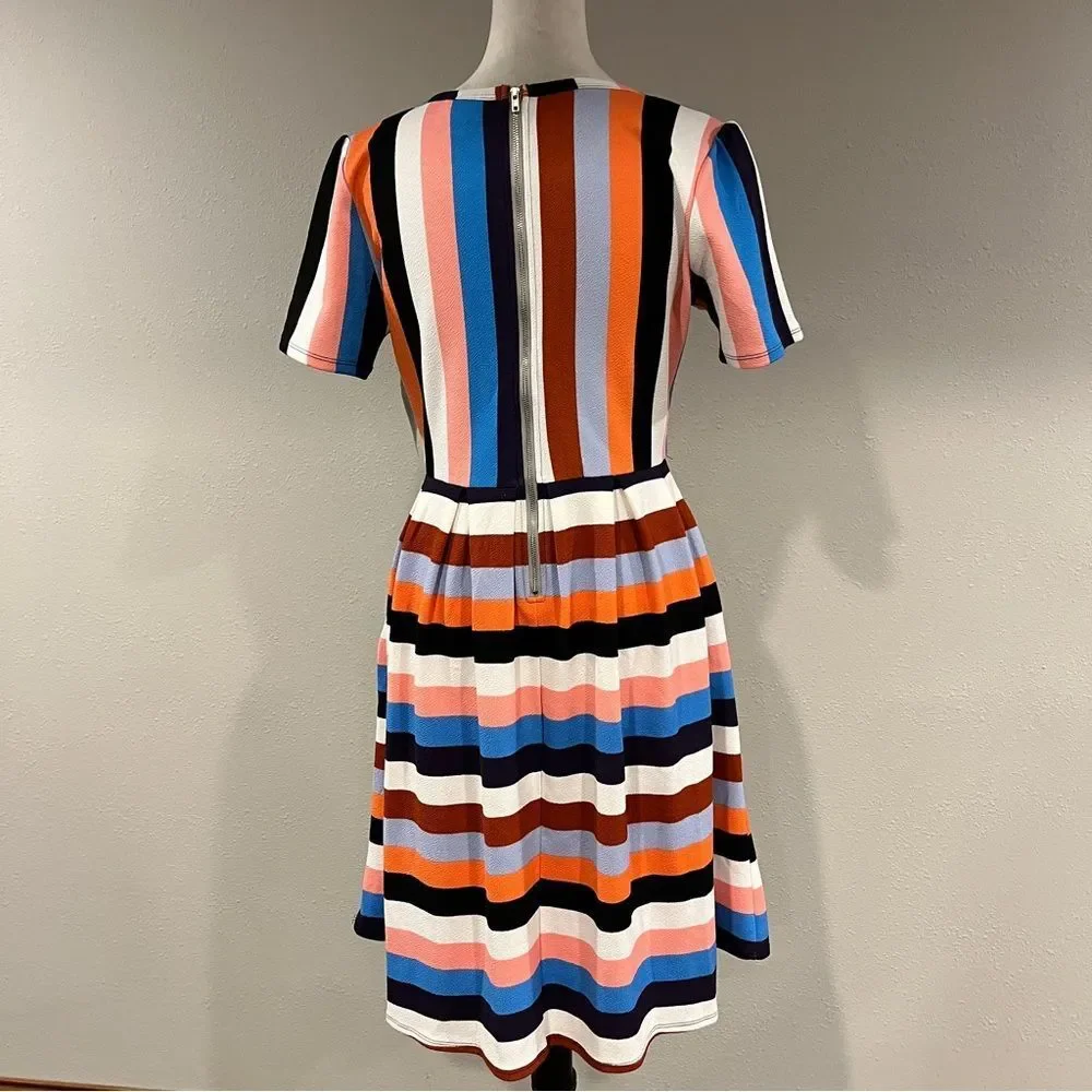 LuLaRoe Amelia Multicolor Striped short sleeve knee length Dress size medium‎ - Picture 6 of 13